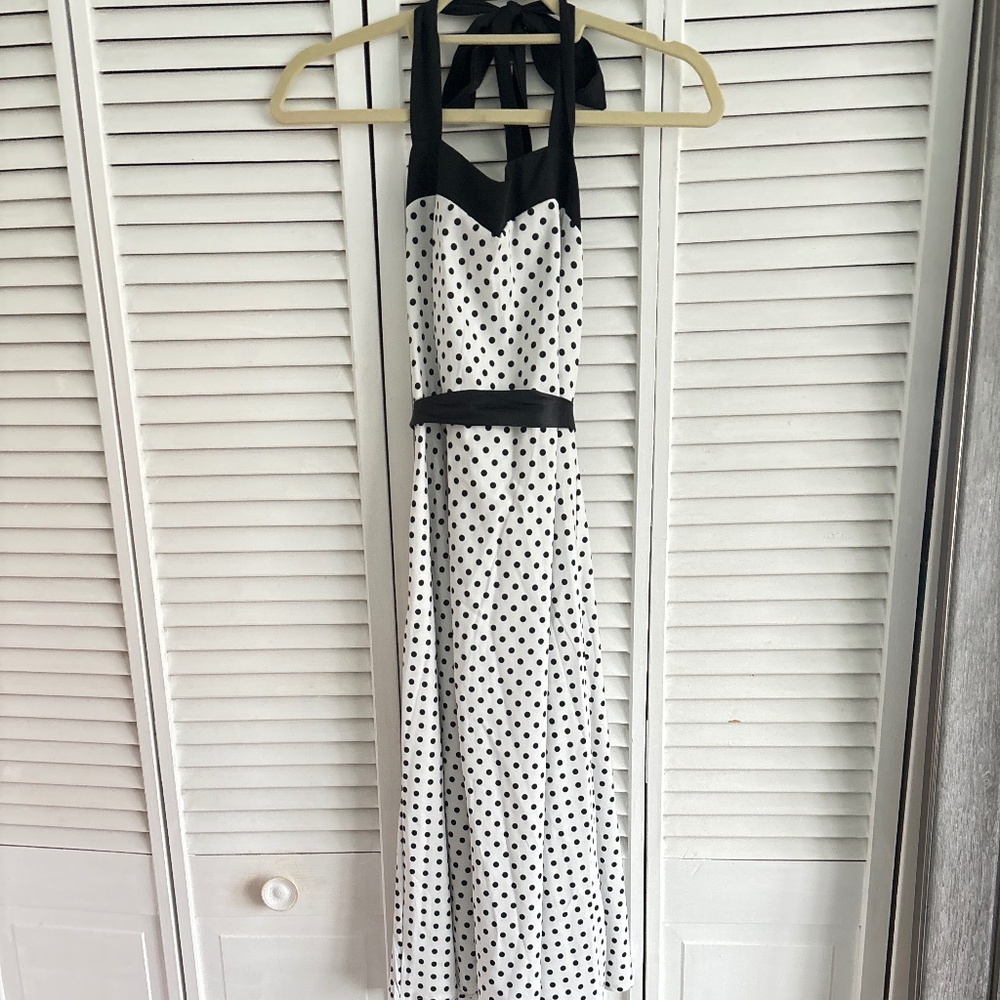 Black and white a line polka dot dress